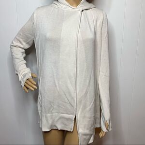 Lululemon Peace Of Mind Wrap Heathered White Ivory Hooded Mid Layer Sweater